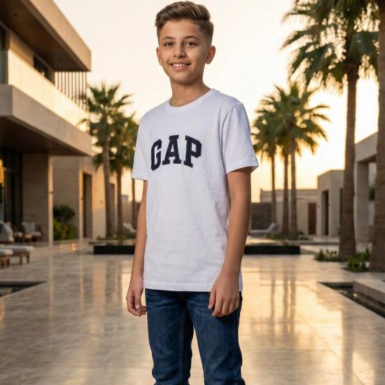 صورة تيشيرت GAP ابيض مقلم